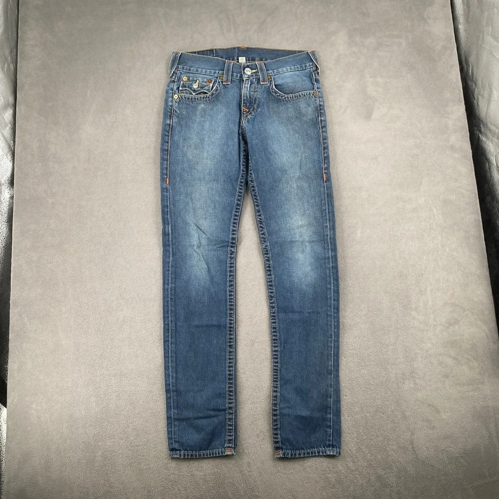 True Religion Skinny Section Mens Jeans Blue Cotton Denim Size 29 Made in Mexico